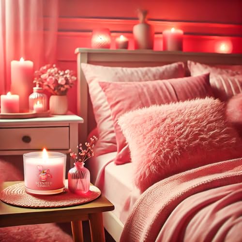 Image of CHILLFLAME Pink Candles, Scented Candle Gift Set for Stress Relief, 6 Votive Candles for Women and Men, Birthday Candle Gifts for Women, Candles Gifts for Women (Pink, 14 oz)