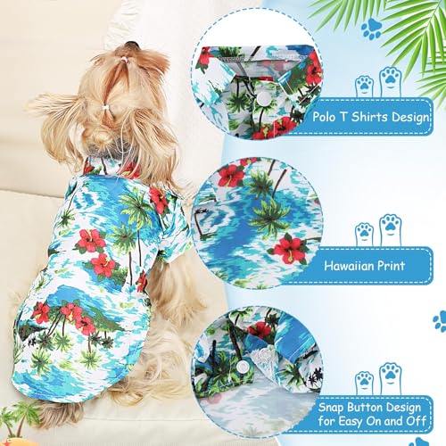 Chemise Hawaïenne pour Chien,Chemises pour Petit Chien Chat,Polo pour Animaux de Compagnie,Chemises pour Chiens D'été T-Shirt,Chemise pour Dog pour Loisirs,Plage,Camping,Vacances (Lago Azul M) – Image 4