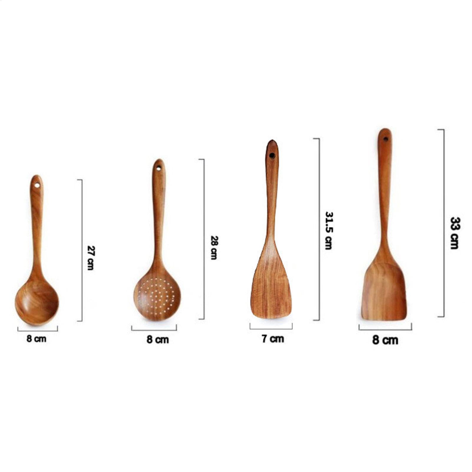 Cucchiai in legno per cucinare, set di utensili da cucina in legno, 4 cucchiai da cucina Set di posate | Utensili da cucina, cucchiaio grande da minestra, utensili da cucina Spatola per miscelare,
