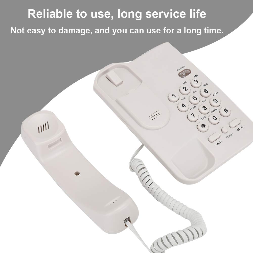 Telefon przewodowy stacjonarny, wspornik telefonu stacjonarnego do zawieszenia na ścianie, do domu, recepcji, hotelu, biura itp. (linia telefoniczna w Wielkiej Brytanii w losowym kolorze) (biały)