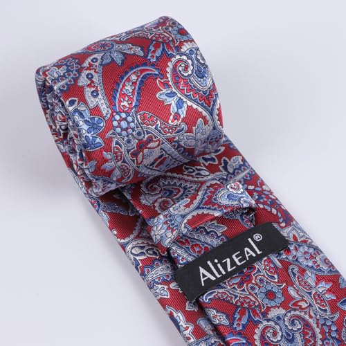 Image of Alizeal Mens 3.15'' Vintage Paisley Tie Pocket Square Set