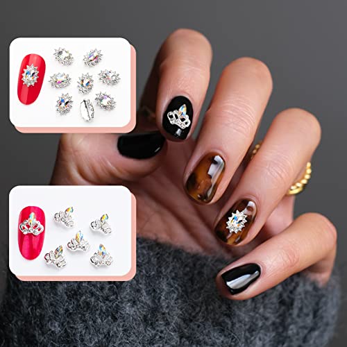 Jodie 1470Pcs Diamonds For Nails, Shine Iridescent Crystals Nail Art Sequins Glitter Powder Gems And Rhinestones Glass Ab Crystal 3D Charms Nails Diy Crafts Jewels Stones Decoration, White #TOP1