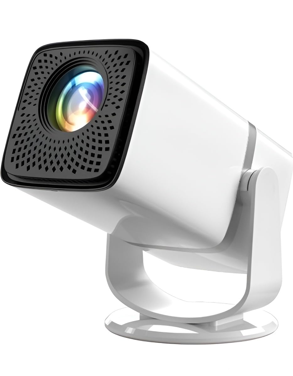 NISOO (2YEAR Warranty) Projector 4k Ultra Full HD 1080p Native, Automatic Home Projector for Room | 300 ISO | Rotatable Design | Android Netflix, iOS | HDMI, USB, WiFi-6, BT, (White+Grey)-picture-11