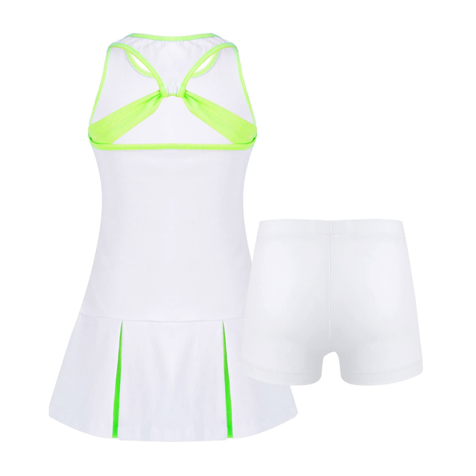 Conjunto de ropa de tenis para niños y niñas, sin mangas, vestido de golf con pantalones cortos, conjunto de ropa deportiva, chándal, fitness, correr, competición