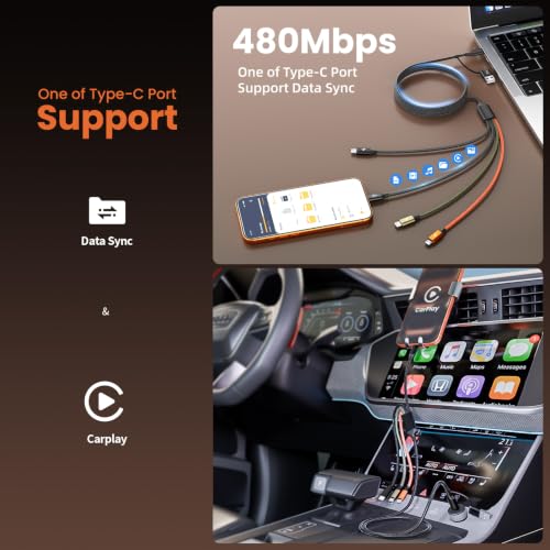 Image of 4 in 2 Multi Charging Cable, 2Pack 5FT Charging Cords for Multiple Devices