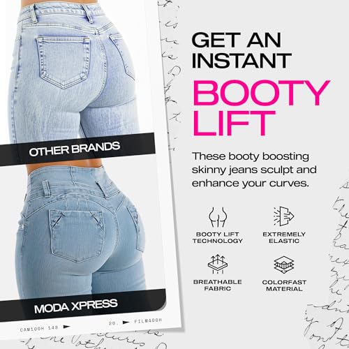 Image of Moda Xpress Women's Butt Lifting High Waisted Bootcut Jeans - Stretchy, Comfortable Flare Jeans in Junior Size Vintage Style