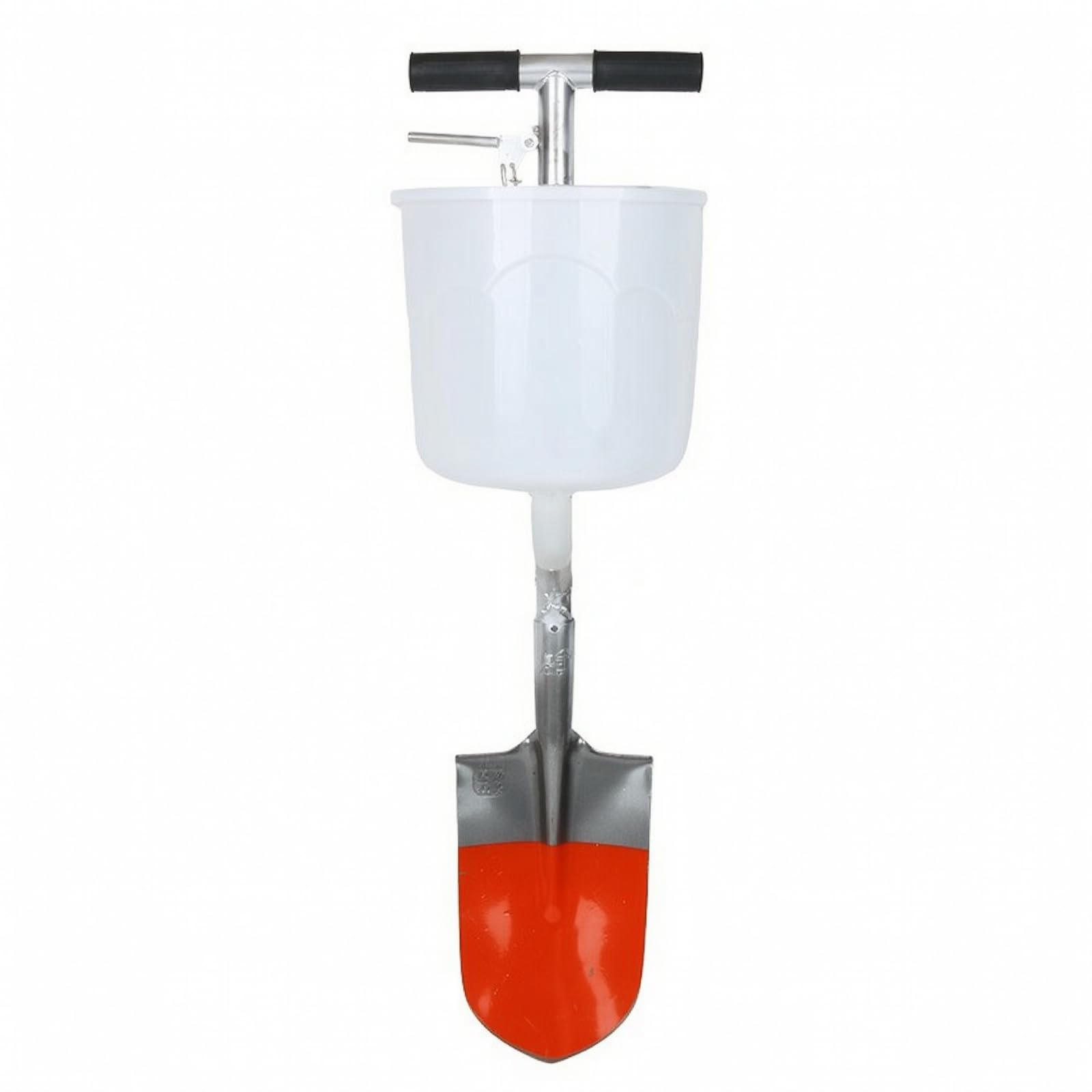 Applicatore di Fertilizzante Manuale Attrezzo per Apporto di Nutrienti Nel Terreno con Puntale Penetrante Asta Serbatoio in PP Presa Orizzontale, Modello Con Secchiello Bianco E Punta Arrotondata