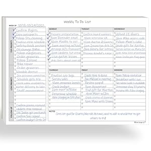 Weekly To Do List Notepad, 60 Page Task Planning Pad w/Daily Checklist, Priority Todo Checkbox & Notes. Desk Notebook to Organize Office 11 X 8.5