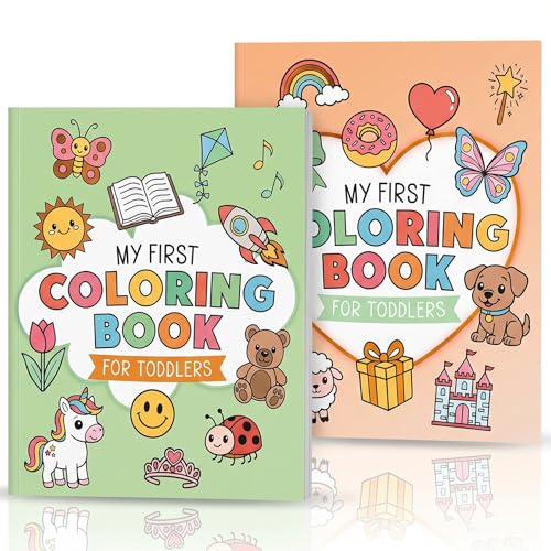 ZICOTO Fun Coloring Book for Toddlers - Set of 2 Cute My First Toddler Coloring Books with Big Simple Designs - Easy Learning Activity Book for Kids Boys and Girls to Keep Little Ones Engaged