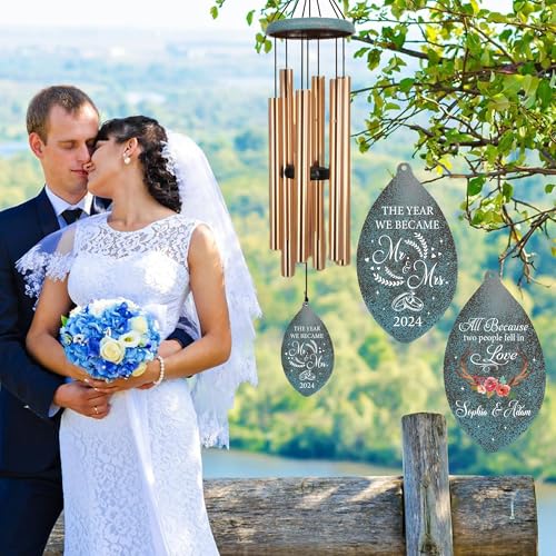 Image of ASTARIN Wedding Gifts Wind Chime, Personalized Names & Date Wind Chimes Gifts for Couple 2026, Wedding Gift for Newlywed Bride Groom Husband Wife, Valentine's Day Anniversary