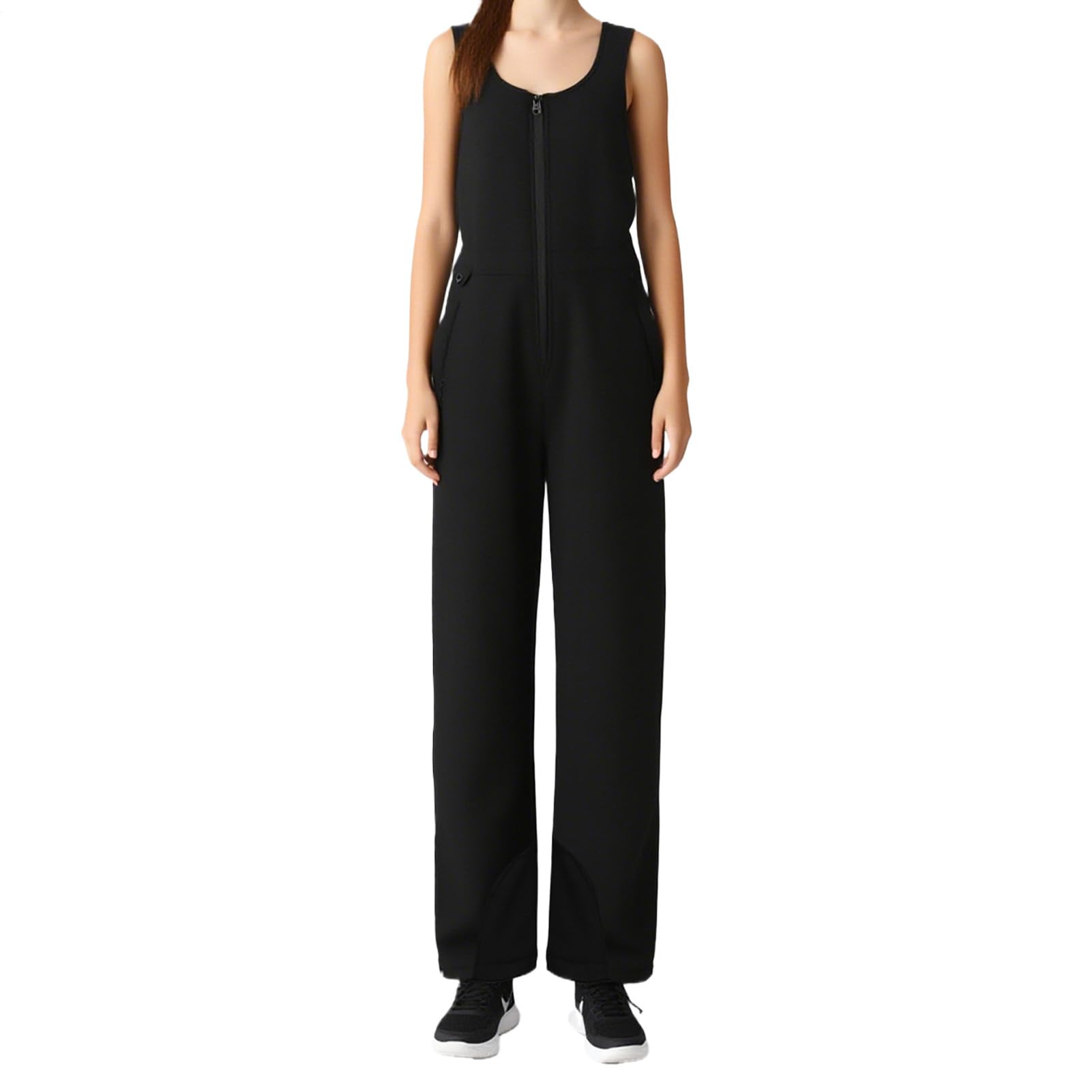 Traje De Esquí Mujer - Terciopelo Poliéster | Mono Con Correa Para El Hombro Ajustable Con Cremallera Lateral De 950 G, Pantalones Aislantes Impermeables A Prueba De Viento Que Mejoran El Calor Para A