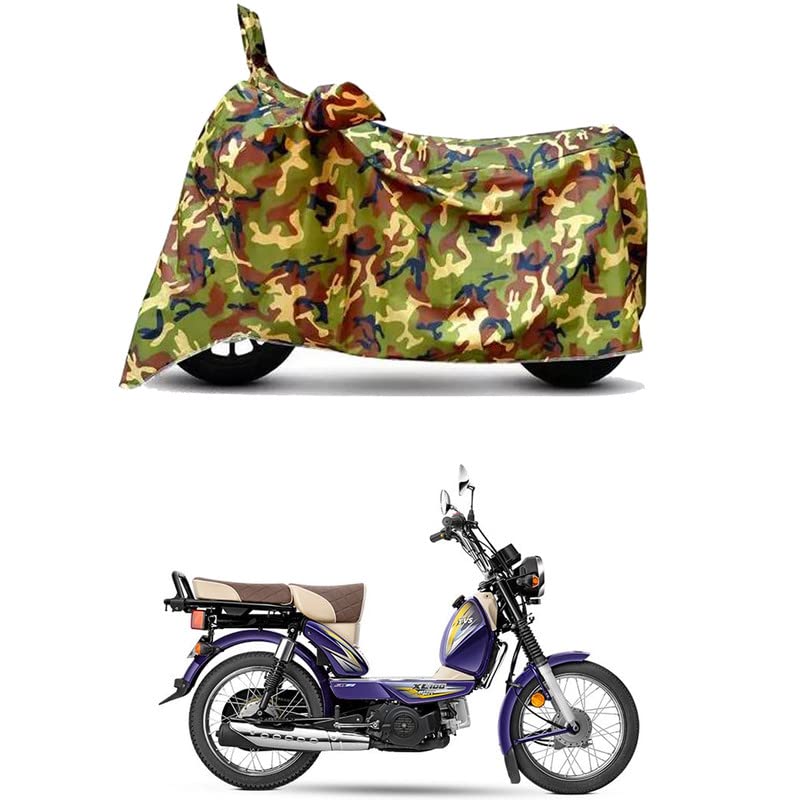 Image of Waterproof 100% PVC Coated Full Bike Scooty Two Wheeler Body Cover Compatible for TVS XL100 Comfort /UV-Rays /Heat Protection /Birds Dropping /Scratchproof /Dust Proof [6X6 Jungle Print]