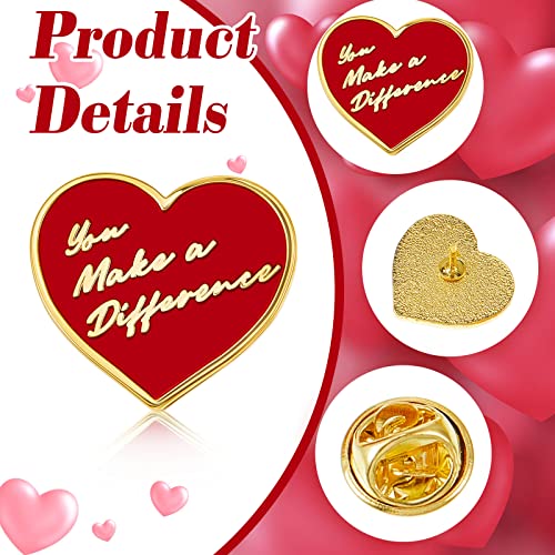 Taiyin 48 Pcs Employee of The Month Pin Bulk You Make a Difference Button Nurse Pins Heavy Duty Heart Motivational Lapel Pins Gift for Staff Team Volunteer Nurse Teacher Bulk3