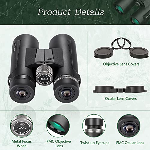 Fernglas Erwachsene 10x42 Professionelles Fernglas mit 16,5 mm BAK4-Prismen Hochleistungs-Militärfernglas für… – Bild 3
