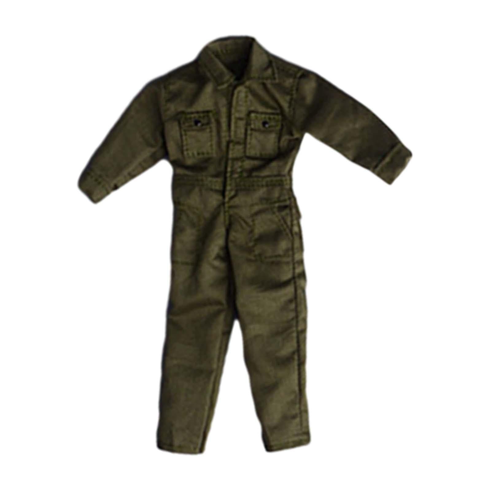 Qianly Miniaturfigur Anzug Männeroverall Puppenuniform Actionfigur Kleidung Modellkombi Aus Stoff für Ausstellung Rollenspiel Figurenliebhaber, GrÜn