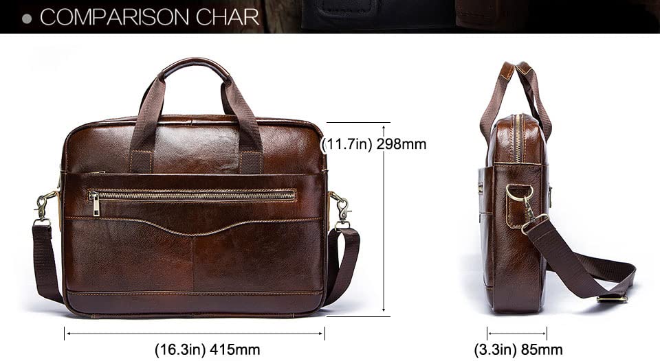Mens Business Bag Leather Shoulder Messenger Bag, Leather Cowhide Multifunctional Handbag Briefcase, Laptop Bag4