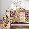 Boho Bohemia Style Tablecloth 54×72 inch Rectangle Vintage Country Rustic Farmhouse Magical Fall Orange Washable Seasonal Table Cover for Home Kitchen Party Patio Dining Decor