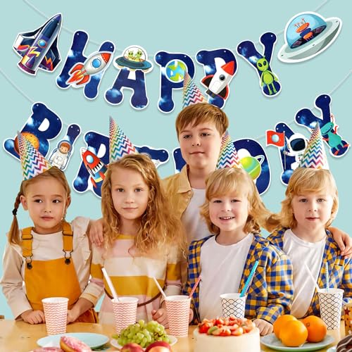 Image of Rozi Decoration Space Theme Happy Birthday Banner Decoration Items for Kids Birthday Decor | Space Theme Birthday Decoration for Girls | Pack of 1