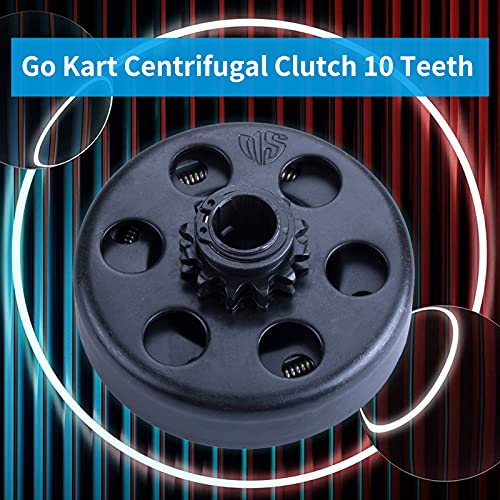 Carkio Go Kart Centrifugal Clutch 10 Teeth Inner Hole 20mm with 40/41/420 Chain Durable Centrifugal Clutch 3/4 Bore 3/16 Key Built In Replacement for Go-Kart Bike Engine - Black