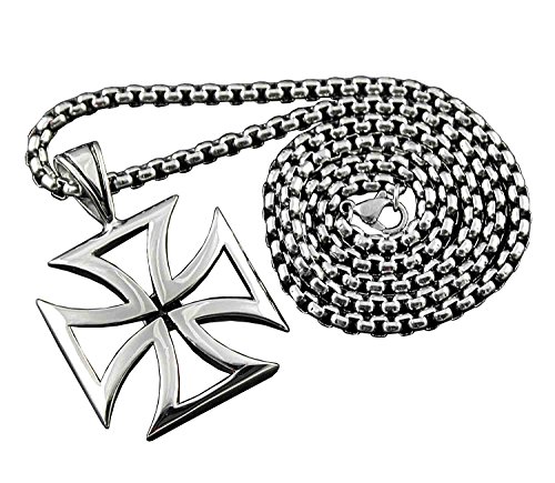 CHOPPER IRON MALTESE CROSS SOLID STAINLESS STEEL MENS CHARM PENDANT NECKLACE PP62