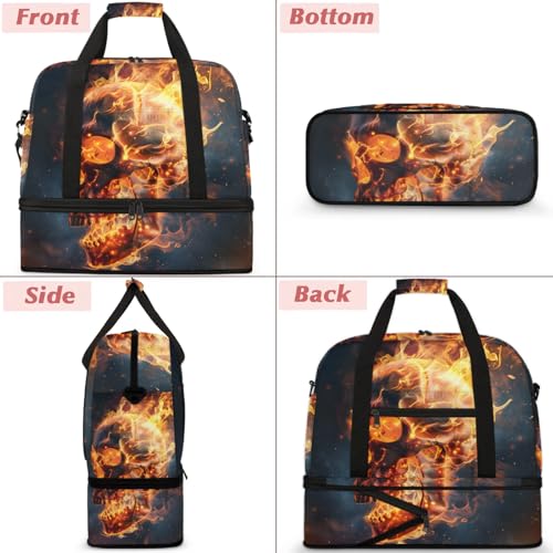Large Weekender Overnight Bags Abstract Skeleton Skull Travel Duffel Bag for Women Men Gym Bag With Shoe Compartment Foldie Travel Tote Bag Carry On Personal Item Bag for Travel Gym Sports3