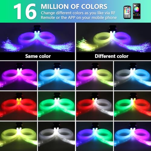 Image of Starlight Headliner Kit,Twinkle + Music Sync Dual Color Fiber Optic Star Ceiling Lights with APP Remote Control, RGBW Shooting Star Lights for Car /Home Ceiling Decor, 900pcs 9.8ft