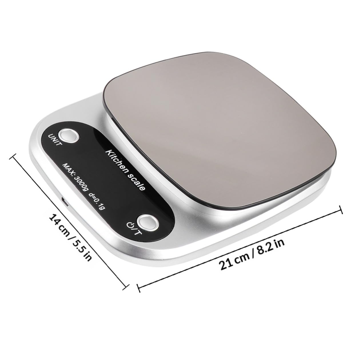 Báscula de Cocina Digital Recargable de 3kg y 0,1g Pantalla Lcd, Acero Inoxidable y Abs, Portátil para Uso en Cocina y Joyería