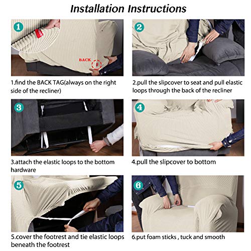 Turquoize TQBLG-RECLINER-NATURAL Stretch Recliner Cover Recliner Chair Cover Recliner Slipcover 1-Piece Sofa Cover thumb #5