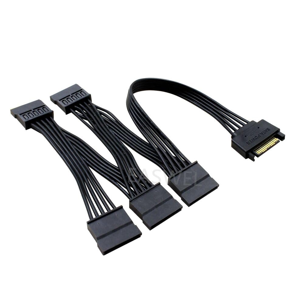 15pin SATA 1 Male To 5 Splitter Hard Drive HDD SSD Power Adapter Cable cord