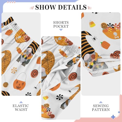 Gnome Halloween Pumpkin Boys Long Pants Soft Trousers Elastic Waist Kids Lounge Bottoms with Pockets S-XL4