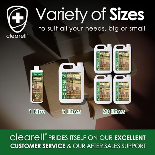 Clearell 5L | Decking Oil | Clear – Nourishes & UV Protects Outdoor Wood - Water Protection Sealer & Preserver Suitable for All Decking, Fences, Sheds & Furniture - Softwood & Hardwood - 5 litres 9 Clearell 5L | Decking Oil | Clear – Nourishes & UV Protects Outdoor Wood - Water Protection Sealer & Preserver Suitable for All Decking, Fences, Sheds & Furniture - Softwood & Hardwood - 5 litres - Image 9