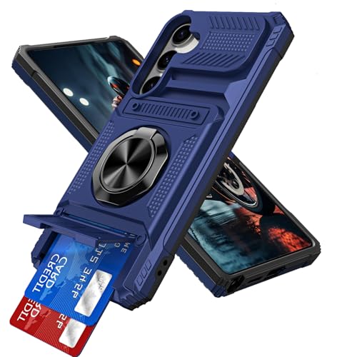 Coque Samsung S25 Plus LEMAXELERS double couche avec anneau magnétique et béquille bleu RJ