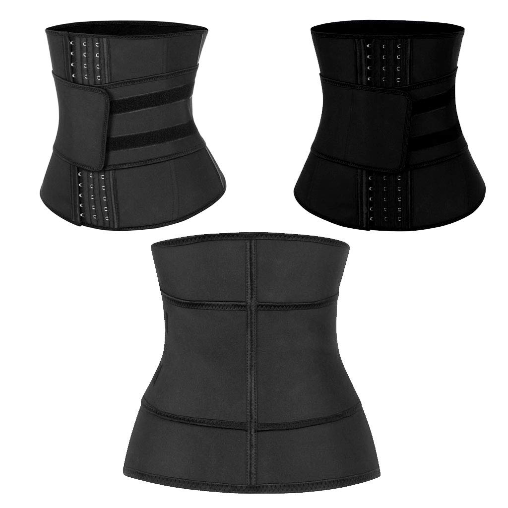 Gummi Korsett Damen Sportgürtel Sport Plastizität Doppelschicht Druck Gewichtsverlust Taillentrainer 7 Stahlknochen 3 Schnallenreihen Bauchkontrolle