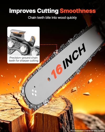 Image of VEVOR Gas Powered Chainsaw 16 Inch 40CC 1.75HP 2 Stroke Engine Gas Chainsaw | For Wood Cutting, Tree Trimming & Land Clearing, Throttle-Synced Choke, Power Chain Saw with Non-Slip Handle & Dual Tanks