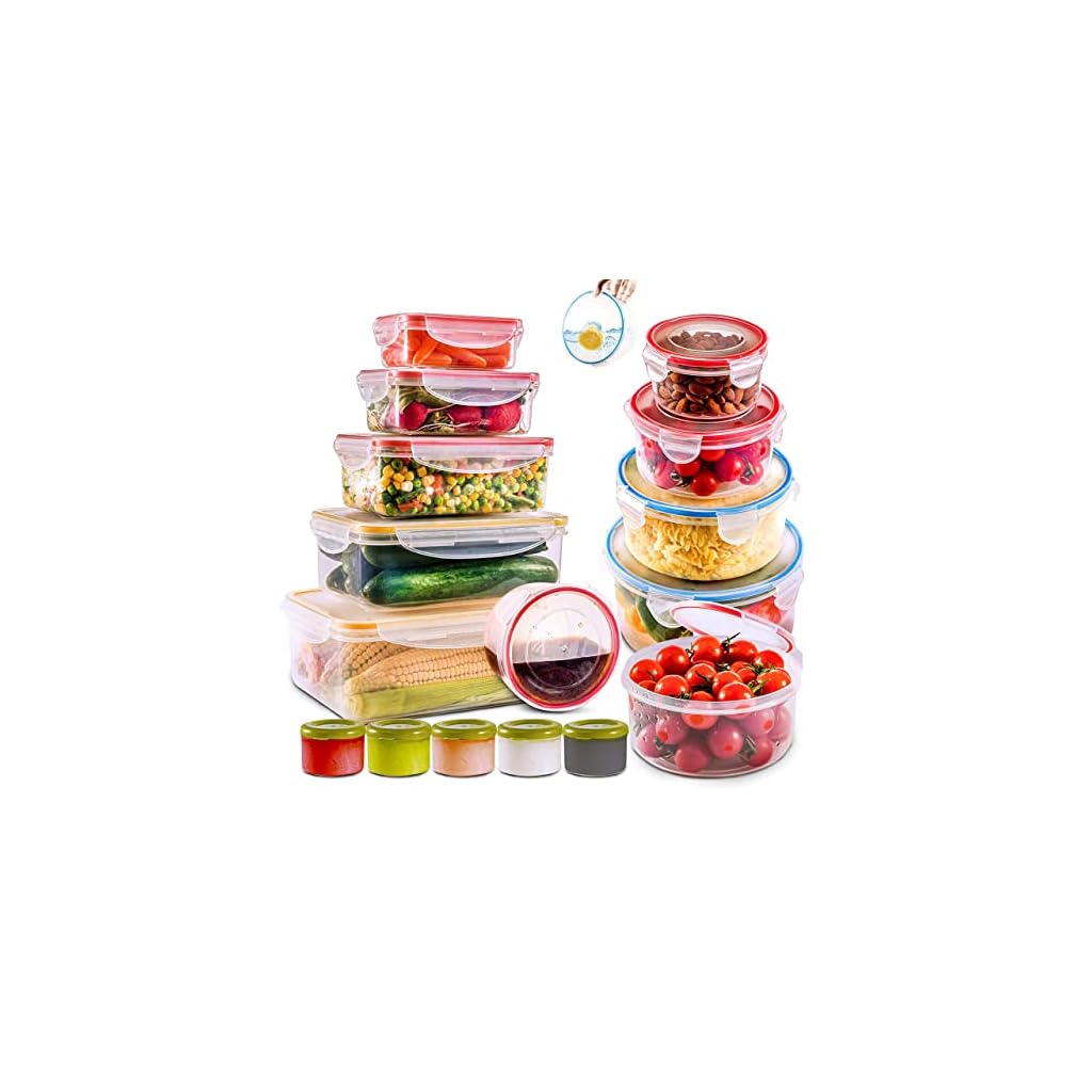 28-PCs-Large-Food-Storage-Containers-with-Airtight-Lids-Freezer-Microwave-SafeBPA-Free-Plastic-Meal-Prep-Containers-Kitchen-setLeak-proof-Lunch-Containers-Snacks-Sandwich-Sauces-Bento-box