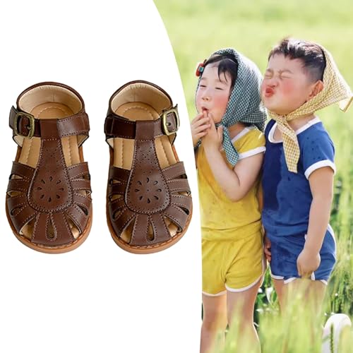 WUIWUIYU Toddler Boys Gilrs Closed-Toe Fisherman Sandals Summer T-Strap Dress Shoes Water Beach Outdoor Shoes2