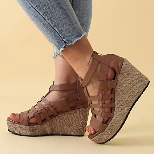 Womens Sandals Size 8 Wide Wedge Sandals For Women Shoes Dressy Casual Summer Open Toe Ankle Strappy Womens Sandals Yoga3