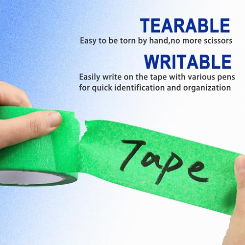 Image of Green Painters Tape - Green Masking Tape 2 Inch Wide - Multi-Surface, Smart Adhesion, Indoor & Outdoor - Paint Tape for DIY, Labeling, Art, Car, General Purpose - 90FT Total