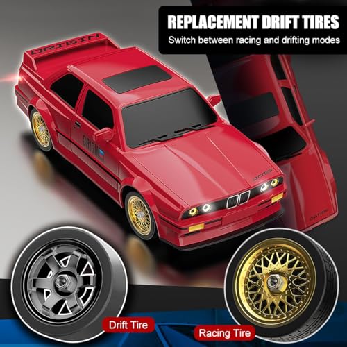Image of RC Drift Car for Kids Adults 1:16 Scale 2.4Ghz 4WD High Speed RTR Racing Car 30KM /H with Led Lights Remote Control Vehicle Sport Toy Gifts,Two Batteries and Drift Tire Included,Red