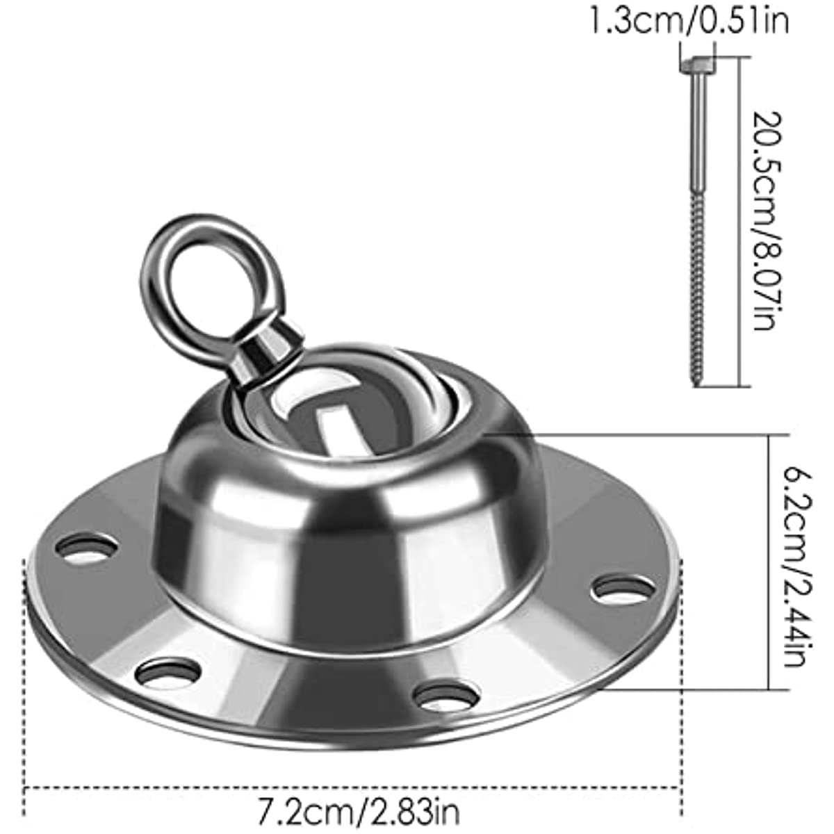 Gancio per cani girevole a 360°, resistente, resistente alla ruggine, per cani da 680,4 kg di forza di trazione, per cortile e campeggio all'aperto