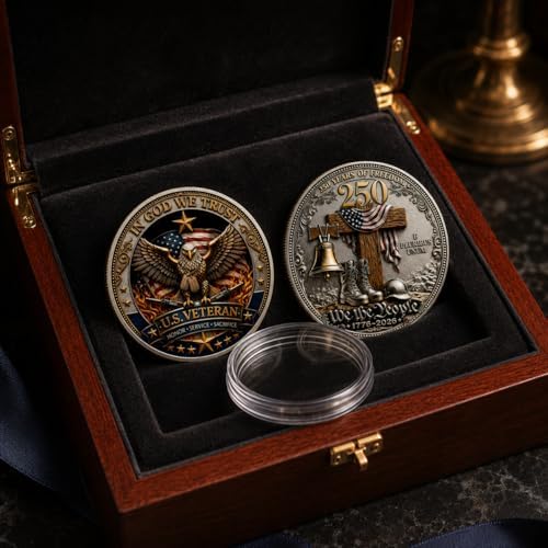 1776-2026 Patriotic Collectible Coin, Double-Sided Eagle Style Challenge Token, Decorative Keepsake Gift for Collectors, Veterans and Display Cases (10PC) - View 7
