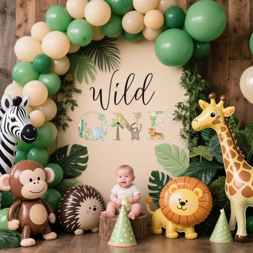 Decoración cumpleaños 1 año niño animal safari miniatura 1