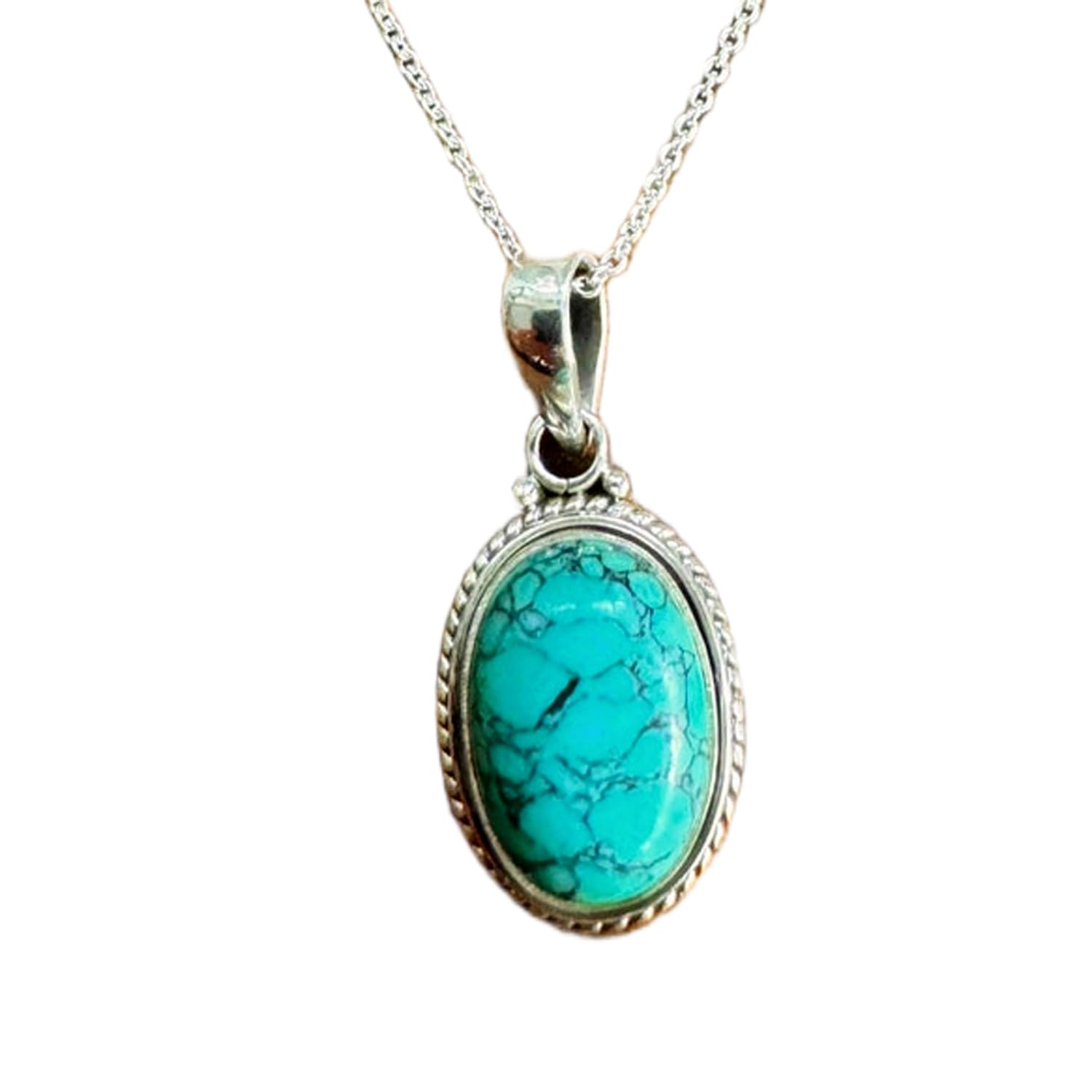 Pendentif en turquoise naturelle, collier en argent pour harmonie et sérénité durable - 4