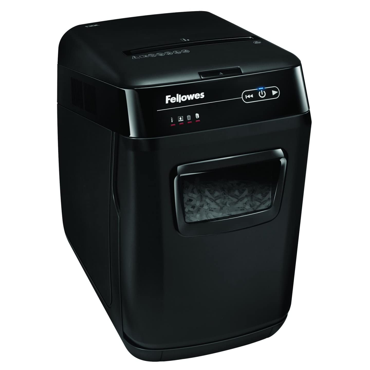 Fellowes Destructeur de Documents Automatique AutoMax 150C, Coupe Croisée, Sécurité DIN P-4, 150 Feuilles, Corbeille 32L, Professionnel, Auto Reverse, Silencieux, Mise en Veille Automatique, 4680101
