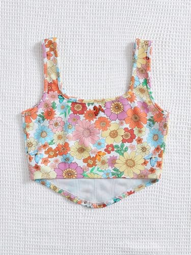 Image of mikuchiku Women's Floral Corset Tank Top, Printed, Sleeveless Crop Top
