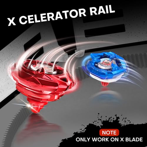 image for DEZAWRTY Gyro X Stadium Battling Set, 10 Spinning Tops, 3 Launchers, 1