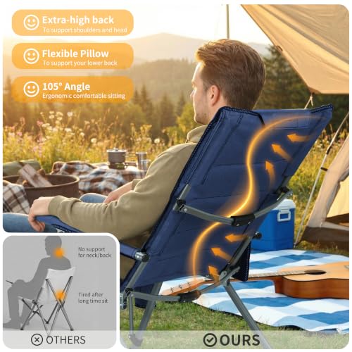 Silla plegable resistente para camping, picnic, césped y pesca (Azul, ajustable) miniatura 6