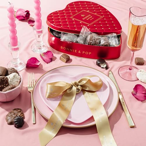 Chocolate Gift Basket | Heart Shaped Gift Present for Her, Mother, Mom, Wife, Spouse with Assorted Milk Chocolate Truffles | Bonnie and Pop - Image 4