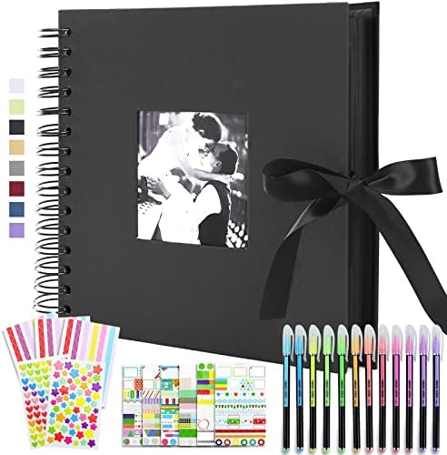 Vienrose Scrapbook Kit Photo Album 28.5x21 cm DIY 80 Pages Silk Ribbon Craft Paper Album for Guest Book Anniversary Wedding Valentines Day