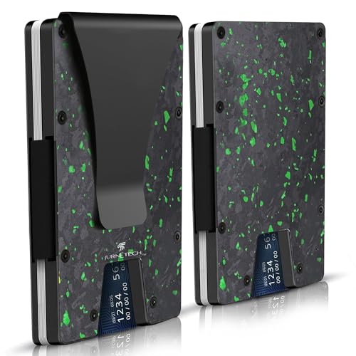 JURNETECH Magnetic Carbon Fiber Slim Wallet with Money Clip Airtag, RFID Blocking, AirTag...